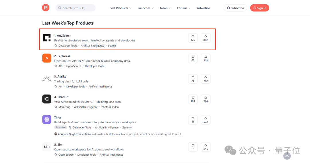 Agent專用搜索登頂Product Hunt,Token更省搜得更準